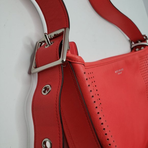 Coach Legacy Perforated Duffle Purse Coral Leather Tassel Detail Large Handbag - Picture 11 of 13